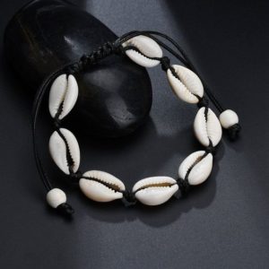 Cowrie Shell Adjustable Bracelet - Black by Ilẹ̀ Adúláwọ̀